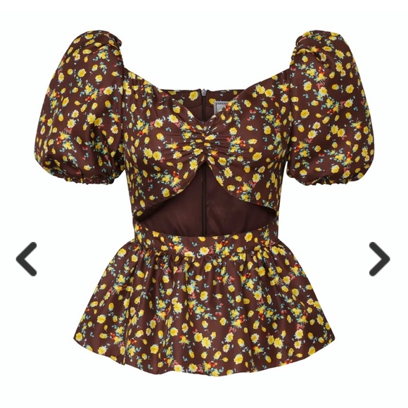 Women’s Bridgette Blouse size 8 in Brown and Yellow Autumn Adeigbo - Picture 2 of 9